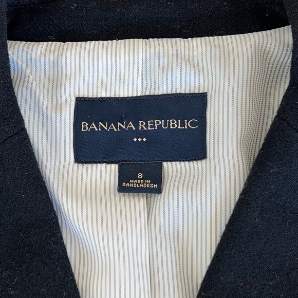 Banana Republic Black Crested Wool Blazer Jacket Womens 8 Preppy Academia - Picture 7 of 15